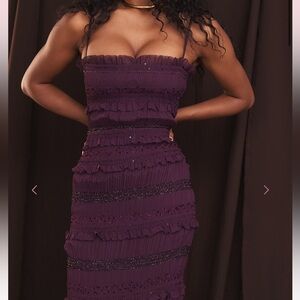 Solana Grape Sequin Pleat Corset Dress